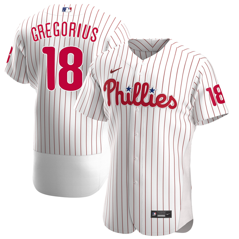 2020 MLB Men Philadelphia Phillies #18 Didi Gregorius Nike White Home 2020 Authentic Player Jersey 1
